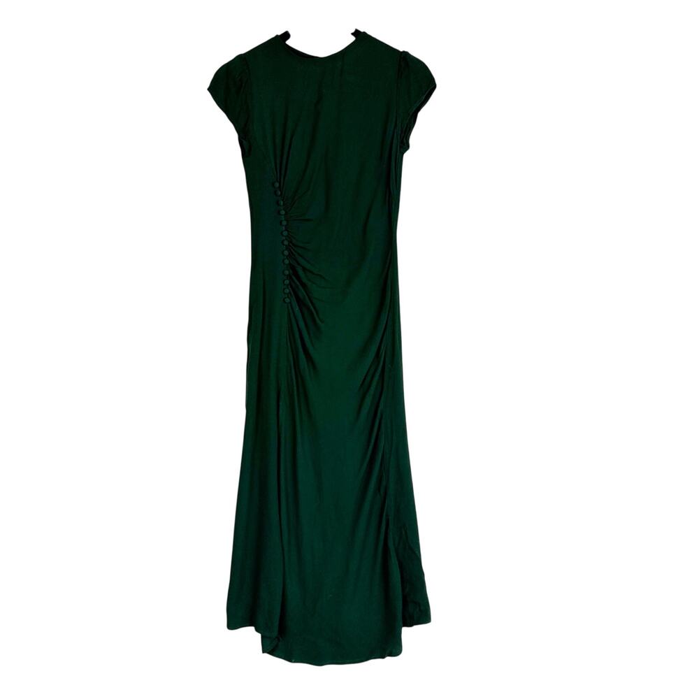 Reformation Frasier Gathered Short Sleeve Midi Dress Green - 4